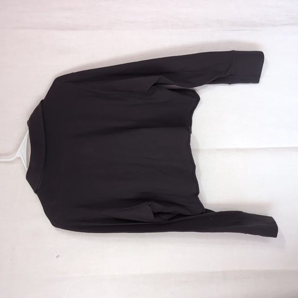 American Eagle Black Buttoned Polo Long Sleeve Cropped Top Size Small - Picture 5 of 5
